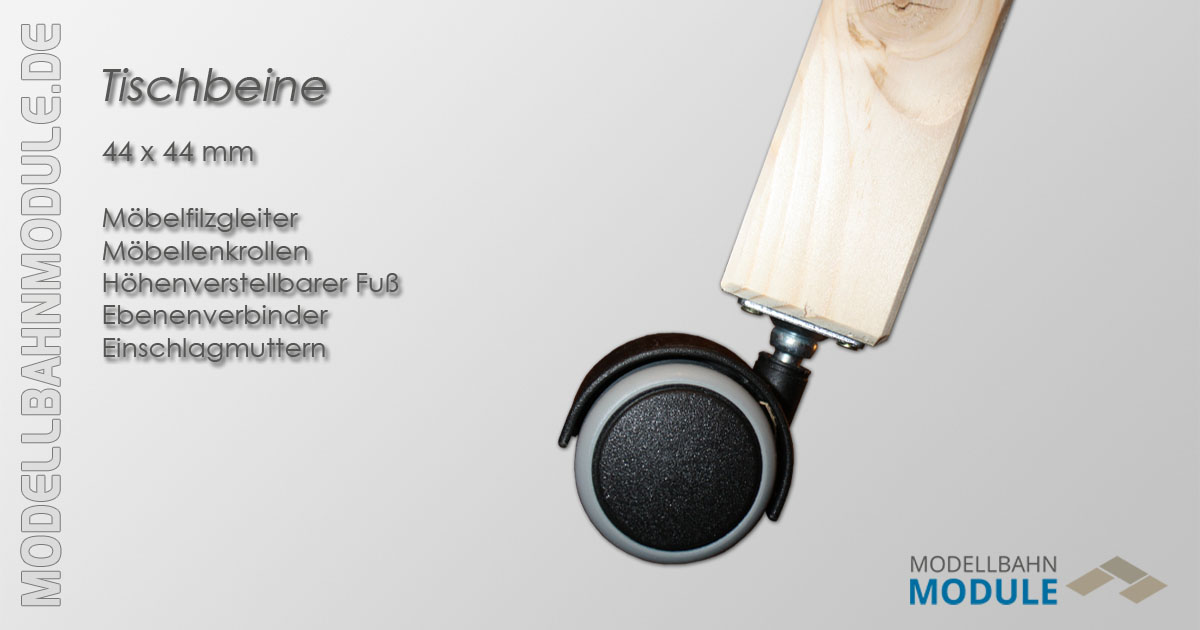 Tischbeine mit Möbellenkrollen Tischbeine mit Möbellenkrollen
