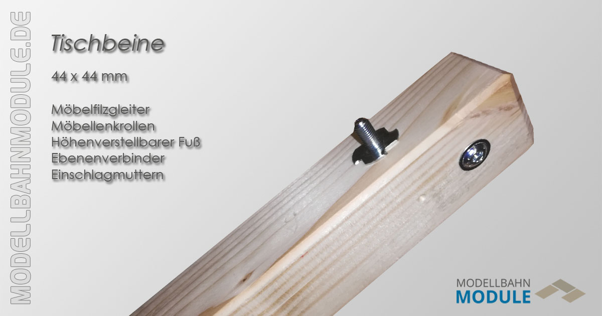 Tischbeine mit Einschlagmuttern und Innensechskantschrauben Tischbeine mit Einschlagmuttern und Innensechskantschrauben